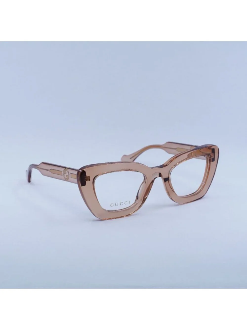 Gucci GG1555O 004 Eyeglasses Brown 50mm Cat Eye Frame